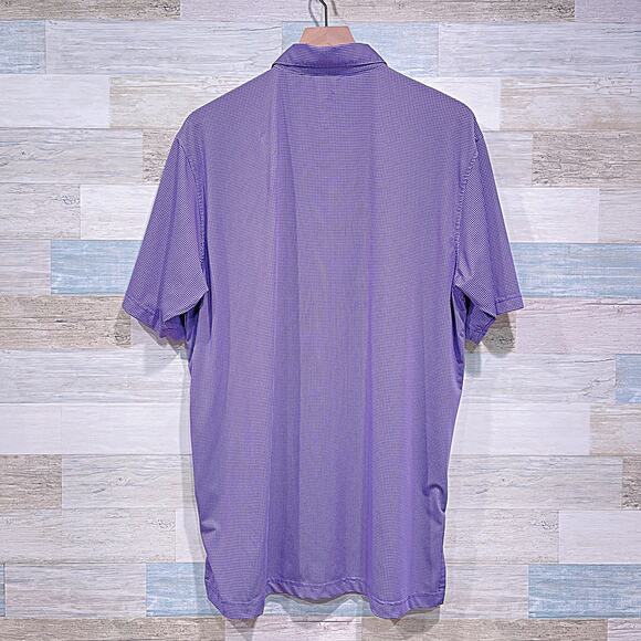 TURTLESON Performance Golf Polo Purple Houndstooth Country Club Mens Medium - Picture 5 of 7
